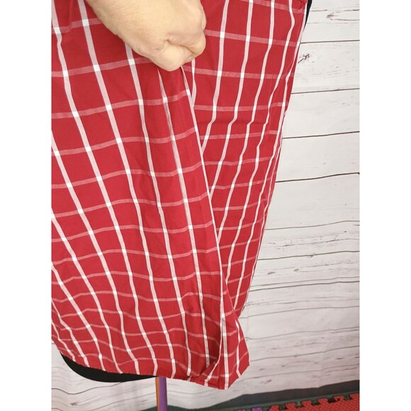 Lands End Womens Sleeveless Red Plaid Button-Up Shirt Size 18 Cotton Blend - Picture 4 of 6